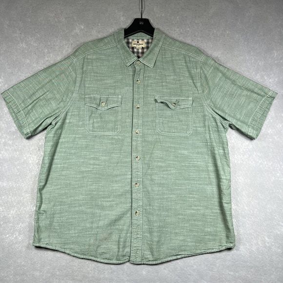 Woolrich Shirt Men’s XXL Green Button Up Short Sleeve Outdoors Camp 2XL - Picture 1 of 10
